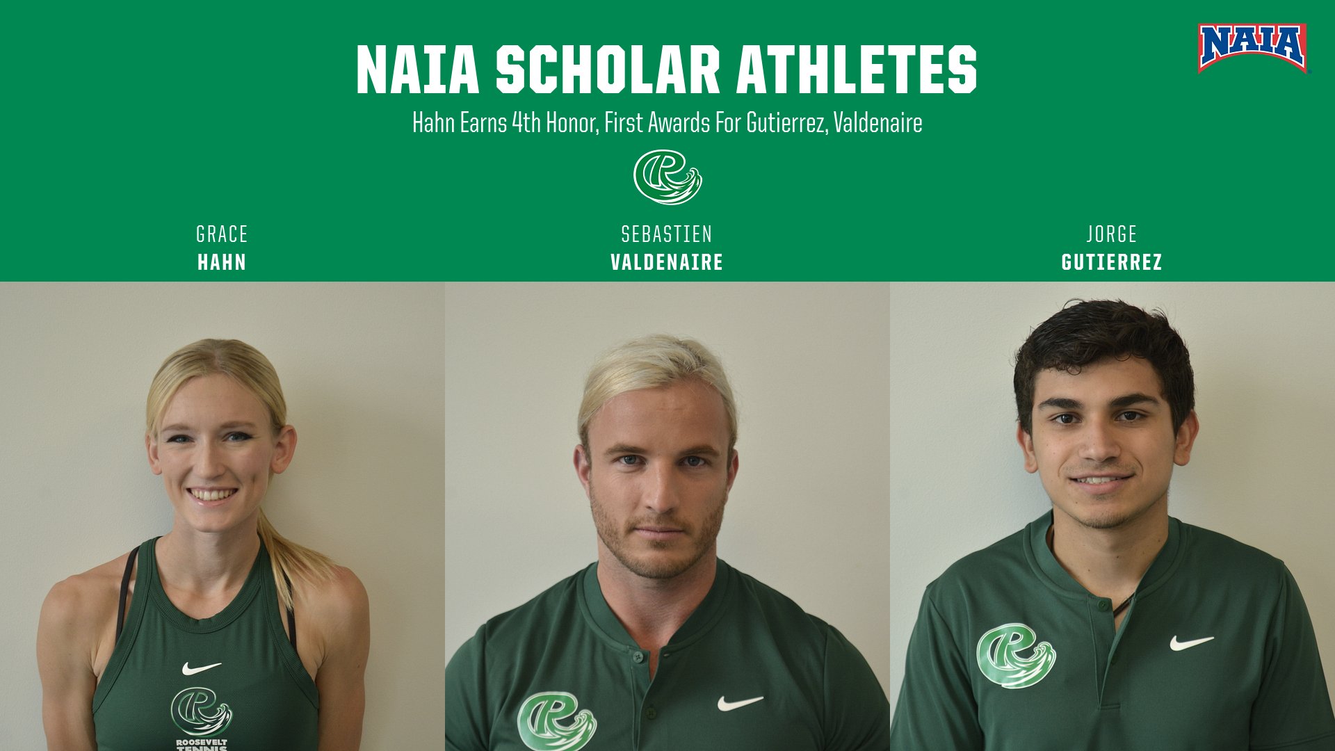 Hahn Earns Fourth NAIA Scholar-Athlete Honor, Gutierrez, Valdenaire Earn First Award